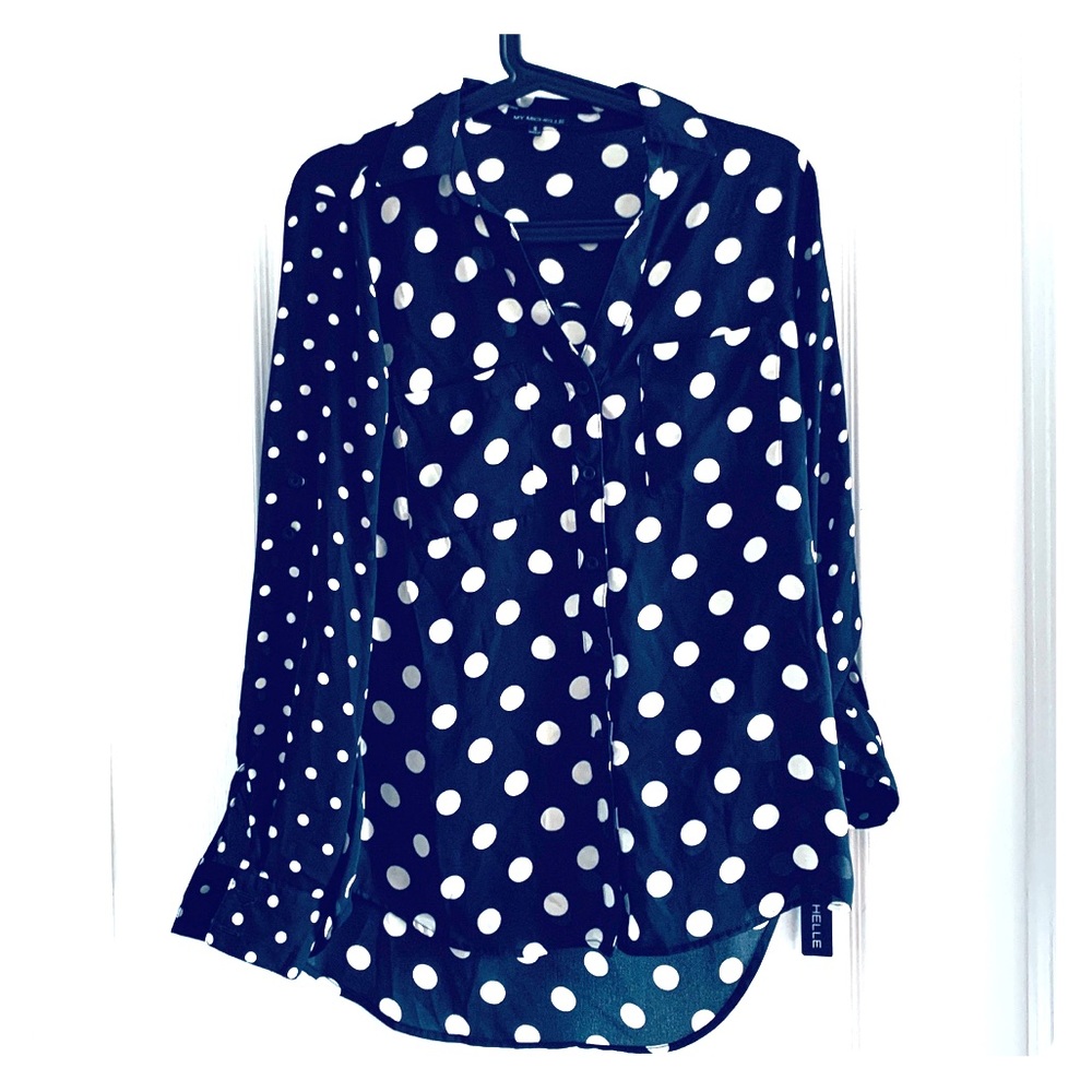 Black Polka Dot Blouse Shirt NWT - Small